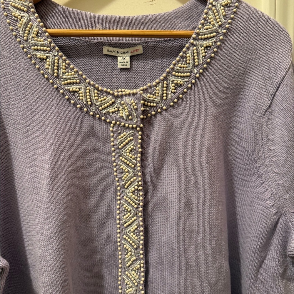 New Isaac Mizrahi Live Beaded Cardigan - Picture 5 of 10